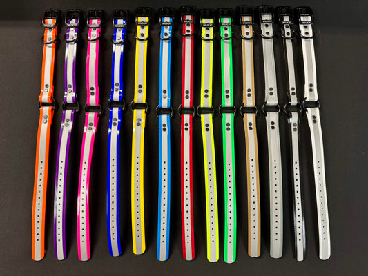 Dog Collars - 1" Reflective with black hardware
