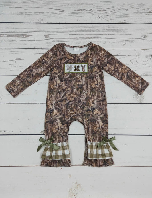 Children’s Clothing - Baby Deer Camouflage Ruffled Romper