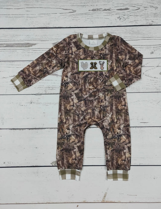 Children’s Clothing - Baby Boy Camouflage Checkered Romper