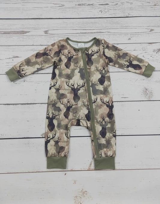 Children’s Clothing - Baby Boy Deer Print Zip Sleeper