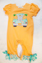 Orange Bunny Truck Ruffle Romper